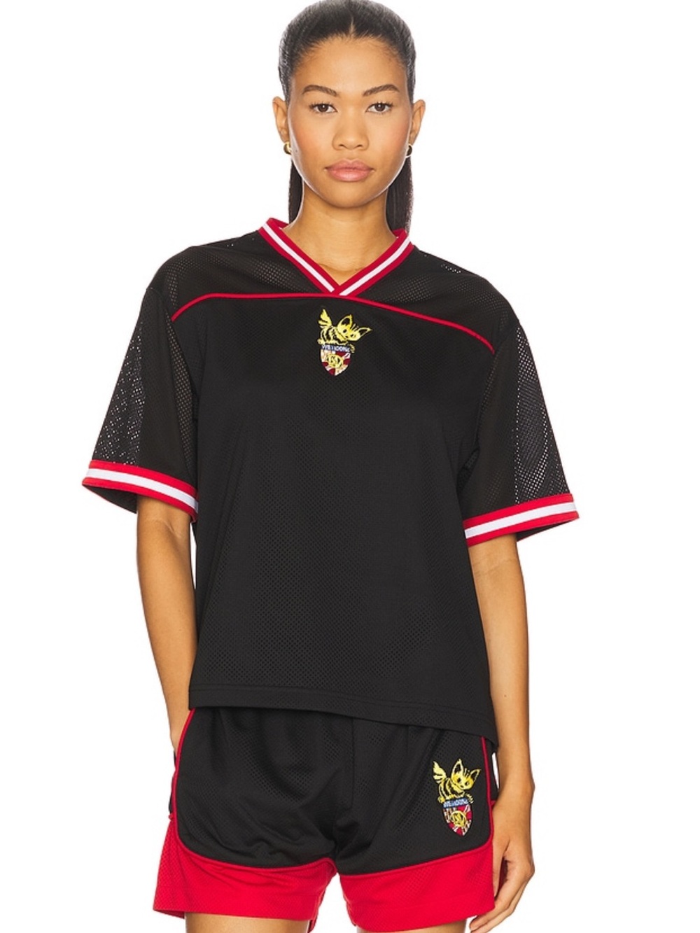 Mesh Track T-shirt in Black